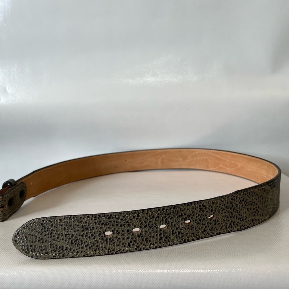 Vintage Riata Western Gray Leather Belt - Picture 4 of 8
